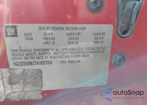 2007 Pontiac G6 from USA, damaged, VIN 1G2ZG58N274183764